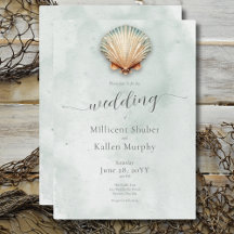 Moderne Küste Seashell Aqua Wedding
