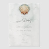 Moderne Küste Seashell Aqua Wedding Pergament Einladungen (Vorderseite)