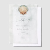 Moderne Küste Seashell Aqua Wedding Pergament Einladungen (Versetzt)