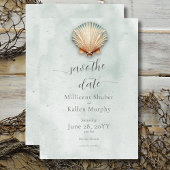 Moderne Küste Seashell Aqua Wedding Save The Date