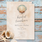 Moderne Küste Seashell Sand Bridal Luncheon Einladung