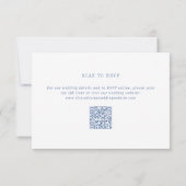 Moderne Küsten-Chic-Hochzeit mit blauem QR-Code RSVP Karte (Rückseite)