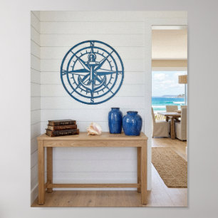 Moderne Küsten-Eingangszone Nautilus-Kompass-Wandd Poster