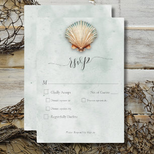 Moderne Küsten-Meeresschnecken-Aqua-Hochzeits-Dinn RSVP Karte