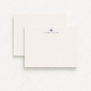 Moderne Küsten-Monogramm-Muschel-Notizkarte Einladung