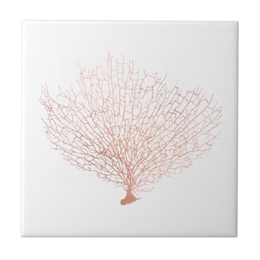 Moderne Küsten-Rose Gold Sea Fan Coral Fliese (Vorderseite)