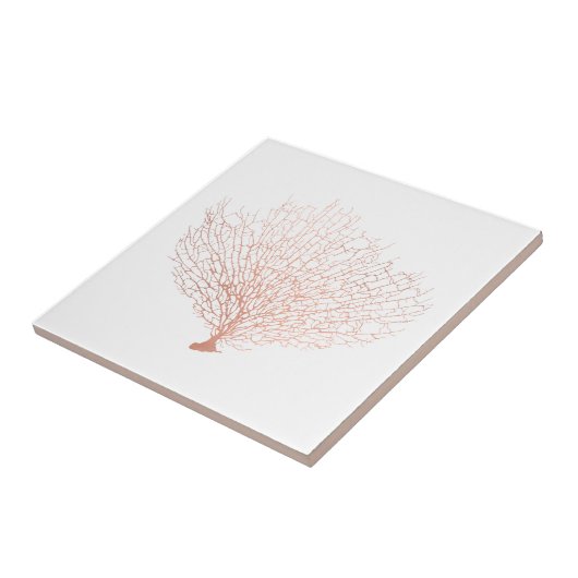 Moderne Küsten-Rose Gold Sea Fan Coral Fliese (Seite)