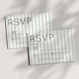 Moderne Küsten-Salbei-Grün-Streifen-Hochzeit RSVP Karte