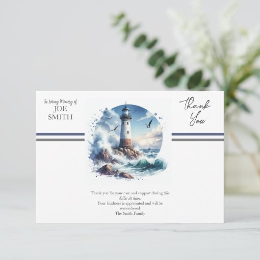 Moderne Küstenbeerdigung Dankeskarte (Stehend Vorderseite)