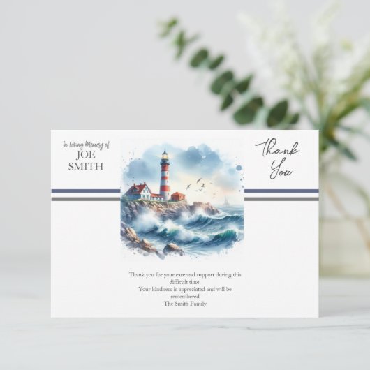 Moderne Küstenbeerdigung Dankeskarte (Stehend Vorderseite)