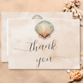 Moderne Küstenhochzeit Seashell Sand Wedding Dankeskarte