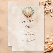 Moderne Küstenhochzeit Seashell Sand Wedding Save The Date