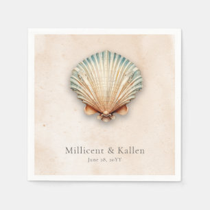 Moderne Küstenhochzeit Seashell Sand Wedding Serviette