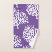 Moderne Küstenkorallen und Lila Weißmeerkorallen Badhandtuch Set (Handtuch)