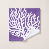 Moderne Küstenkorallen und Lila Weißmeerkorallen Badhandtuch Set (Waschlappen)