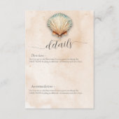 Moderne Küstenseashell-Sand-Hochzeiten Details Begleitkarte (Vorderseite)