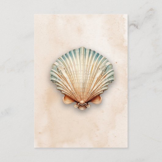 Moderne Küstenseashell-Sand-Hochzeiten Details Begleitkarte (Rückseite)