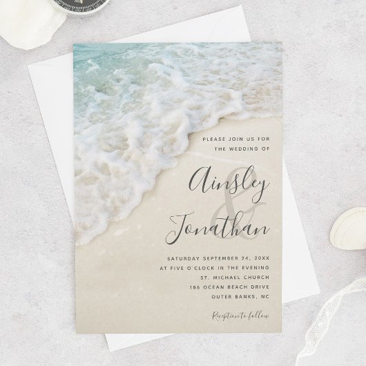 Moderne KüstenSummer Beach Hochzeit Einladung