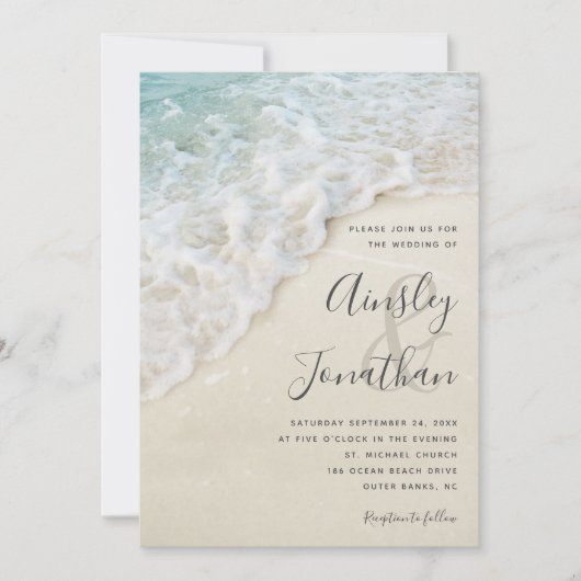 Moderne KüstenSummer Beach Hochzeit Einladung (Vorderseite)