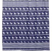 Moderne Küstenwache Nautical Navy Blue Sandpiper Duschvorhang (Vorderseite)