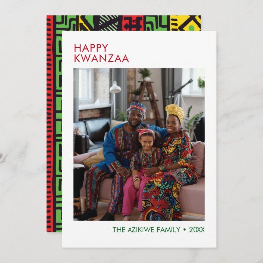 Moderne Kwanzaa Foto Holiday Card Feiertagskarte (Vorne/Hinten)