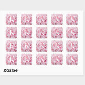Moderne Labels auf dem Pink Pink Peony Square Quadratischer Aufkleber