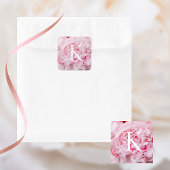 Moderne Labels auf dem Pink Pink Peony Square Quadratischer Aufkleber