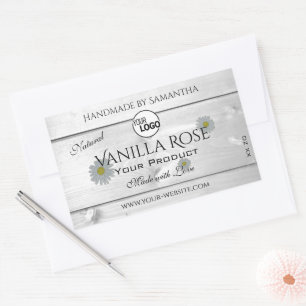 Moderne Labels für Weißholz-Körner-Produkte Floral Rechteckiger Aufkleber