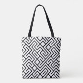 Moderne Labyrinthlinien Schwarzes Muster Tasche (Rückseite)