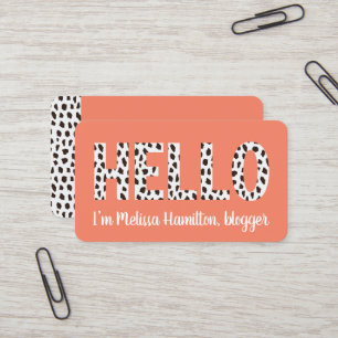 Moderne Lachspots HELLO I'm Name Personalisiert Visitenkarte