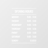 Moderne Ladenöffnungszeiten Fensterheber Fensteraufkleber (Blatt)