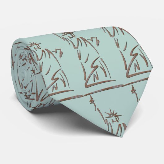 Moderne Lady Liberty Copper Patina auf Glacier Blu Krawatte (Gerollt)