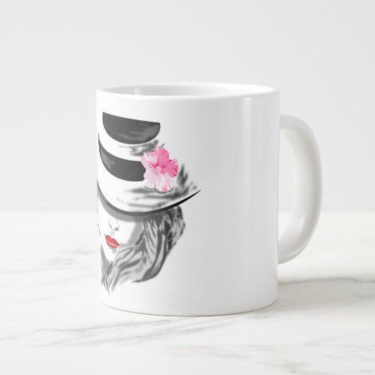 Moderne Lady mit Hutwurzel-Tasse Jumbo-Tasse (Vorderseite Rechts)