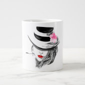 Moderne Lady mit Hutwurzel-Tasse Jumbo-Tasse (Vorderseite)