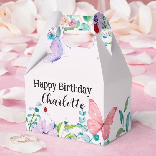 Moderne Ladybug Butterfly farbige Blume Geburtstag Geschenkschachtel (Hochzeit)