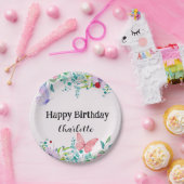 Moderne Ladybug Butterfly farbige Blume Geburtstag Pappteller (Party)