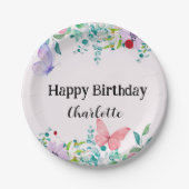 Moderne Ladybug Butterfly farbige Blume Geburtstag Pappteller (Vorderseite)