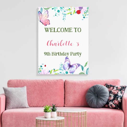 Moderne Ladybug Butterfly Gradient Blume Geburtsta Leinwanddruck (Insitu (Wohnzimmer))