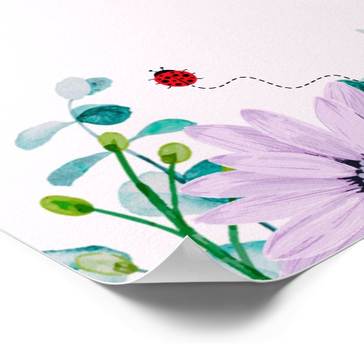 Moderne Ladybug Butterfly Gradient Blume Geburtsta Poster (Ecke)