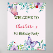 Moderne Ladybug Butterfly Gradient Blume Geburtsta Poster (Vorne)