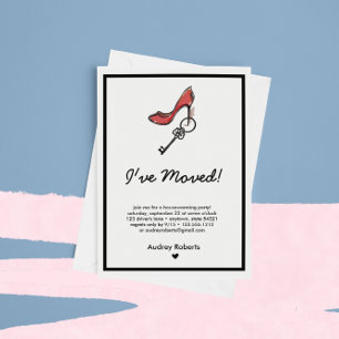 Moderne Lady's Housewarming Party Key & High Heel Einladung