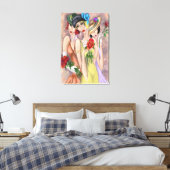 Moderne Ladys mit Rose Canvas Print Leinwanddruck (Insitu (Schlafzimmer))