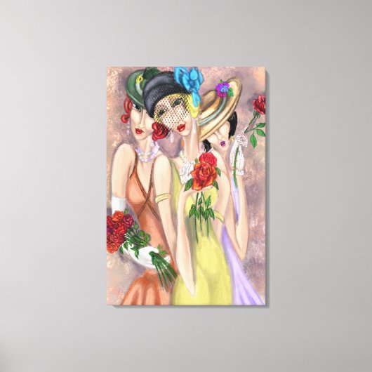 Moderne Ladys mit Rose Canvas Print Leinwanddruck (Vorderseite)