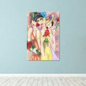 Moderne Ladys mit Rose Canvas Print Leinwanddruck (Insitu (Holzboden))