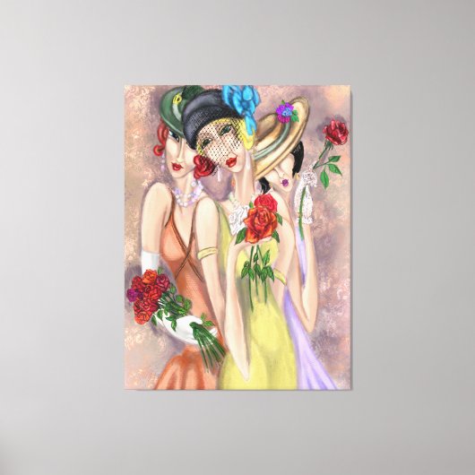 Moderne Ladys mit Rose Canvas Print Leinwanddruck (Vorderseite)
