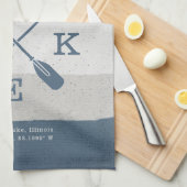 Moderne Lake House Custom Coordinates Geschirrtuch (Viertel Falte)