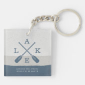 Moderne Lake House Custom Coordinates Schlüsselanhänger (Rückseite)