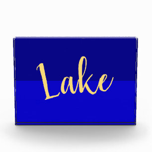 Moderne LAKE-Schriftzug tief königsblau sommerlich Fotoblock