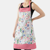 Moderne Lama Cactus Blush Pink Girly Script Name Schürze (InSitu)