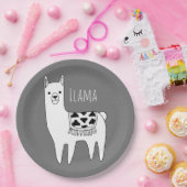Moderne Lama Sketch Babydusche Pappteller (Party)
